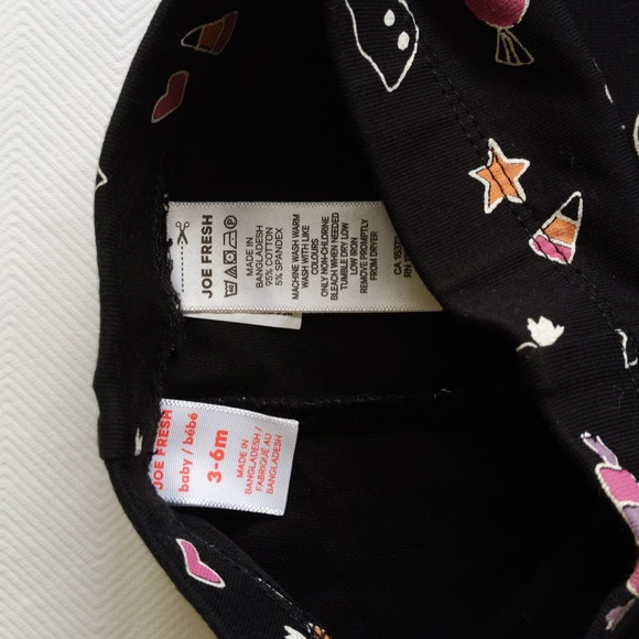 NEW joe fresh black halloween leggings 3-6 months baby girl - Picture 3 of 4
